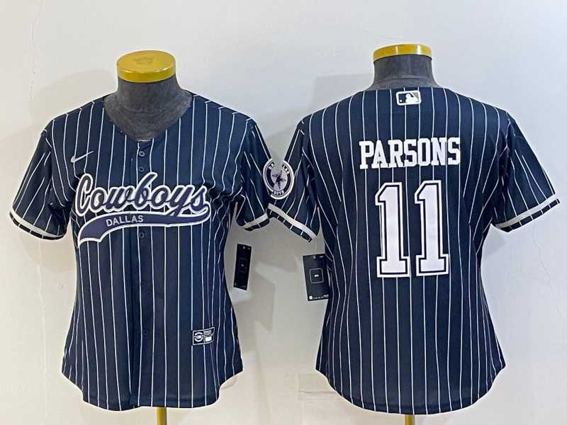 Women's Dallas Cowboys #11 Micah Parsons Navy Blue Pinstripe With Patch Cool Base Stitched Baseball Jersey,We sell and wholesale Women's Dallas Cowboys #11 Micah Parsons Navy Blue Pinstripe With Patch Cool Base Stitched Baseball Jersey on line form chian!